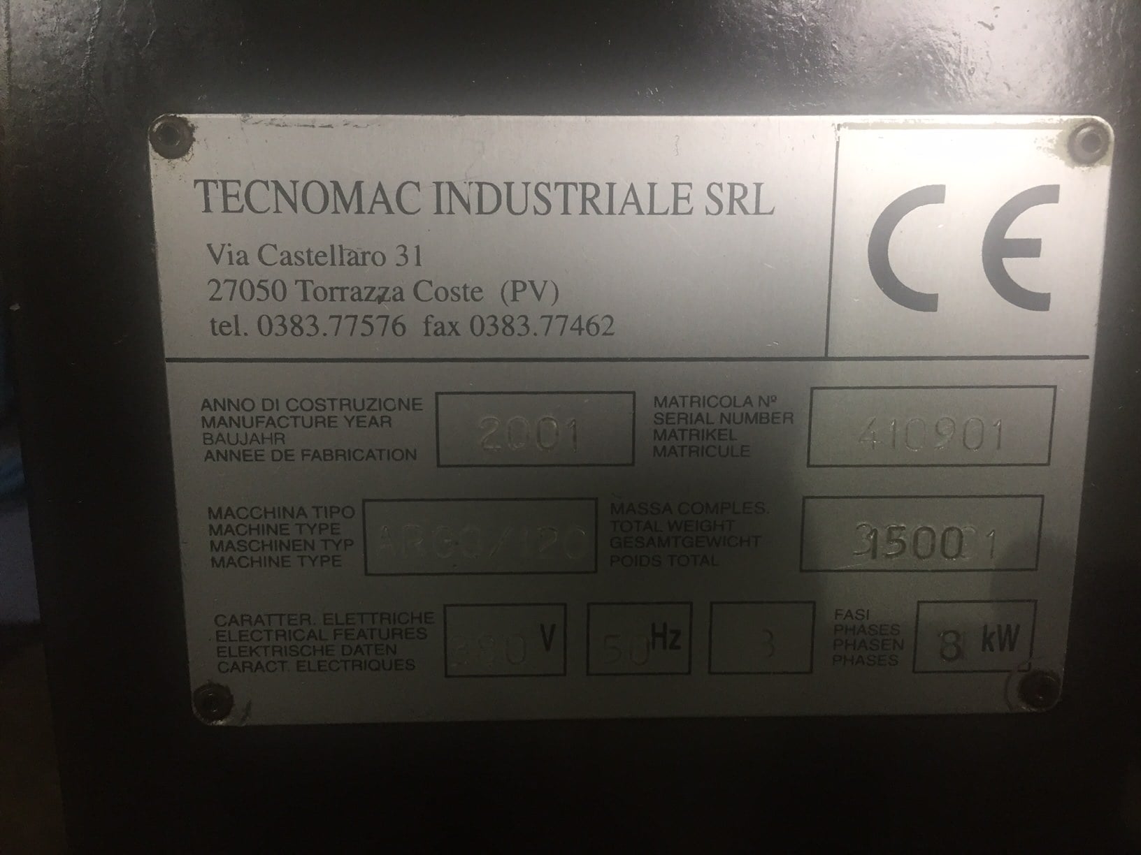 TECNOMAC TECNO INDUSTRIALE ARGO 120  2001