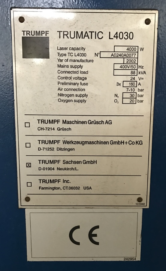 TRUMPF Trumatic L4030  2002