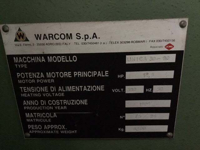 WARCOM UNICA 3000X80 TON 