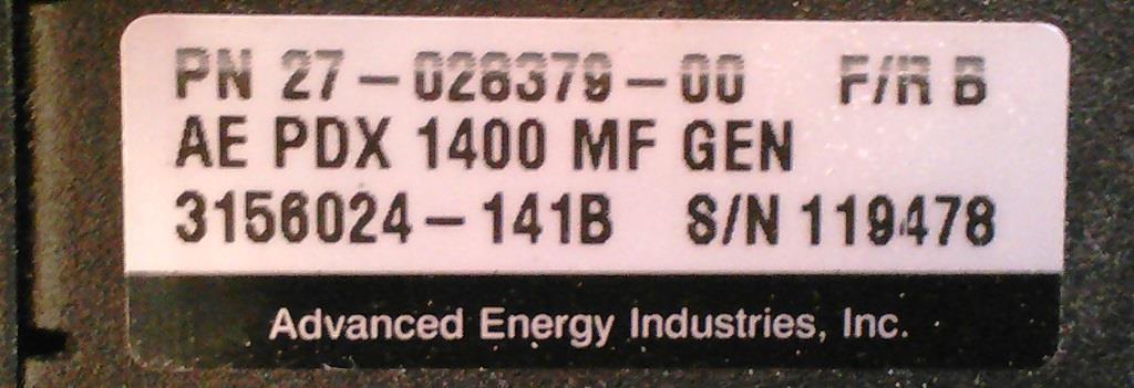 ADVANCED ENERGY AE PDX 1400 Power Supply 27-028379-00 3156024-141B 