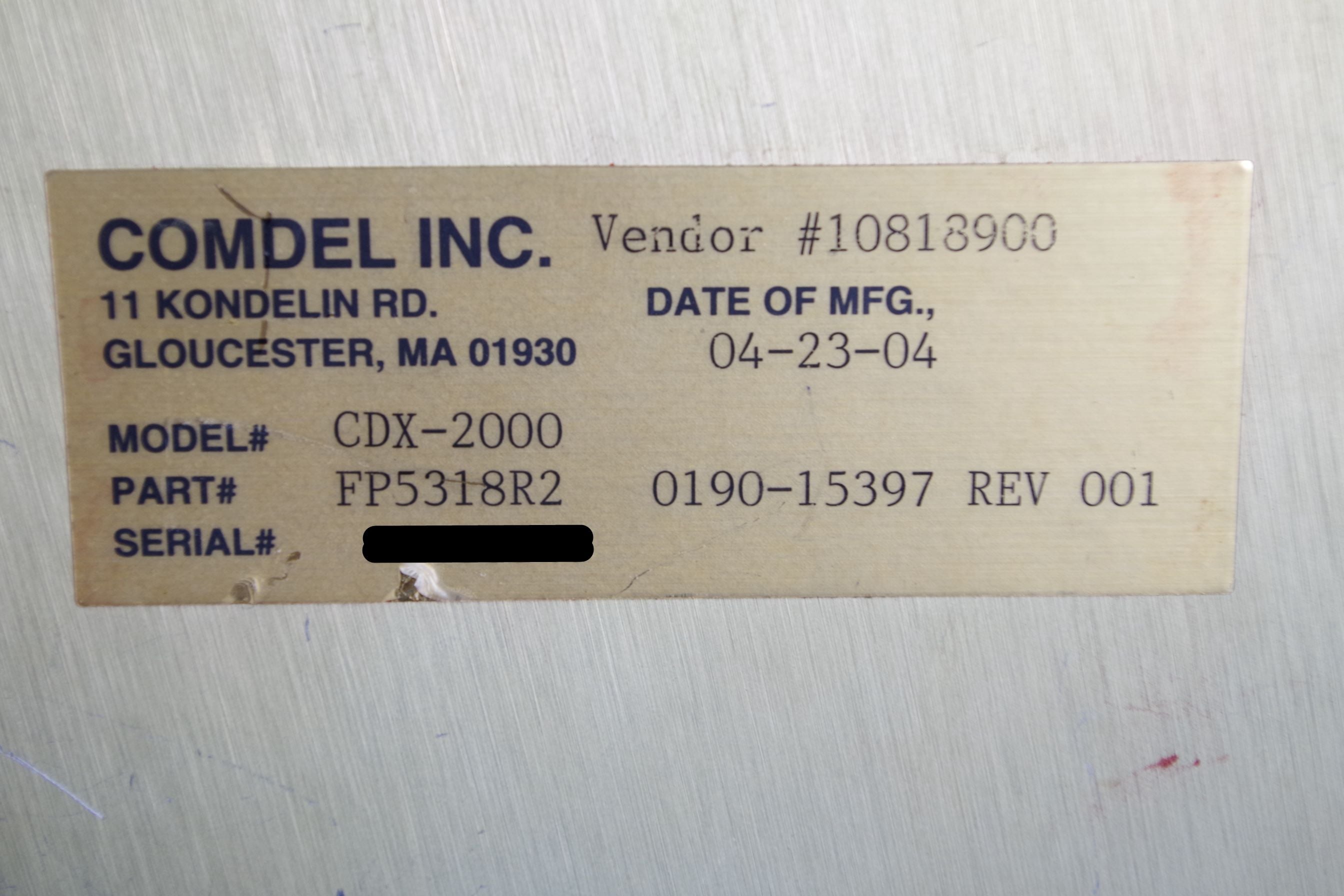 COMDEL CDX-2000 RF Generator Dual 13.56/2MHz 2000W  2004
