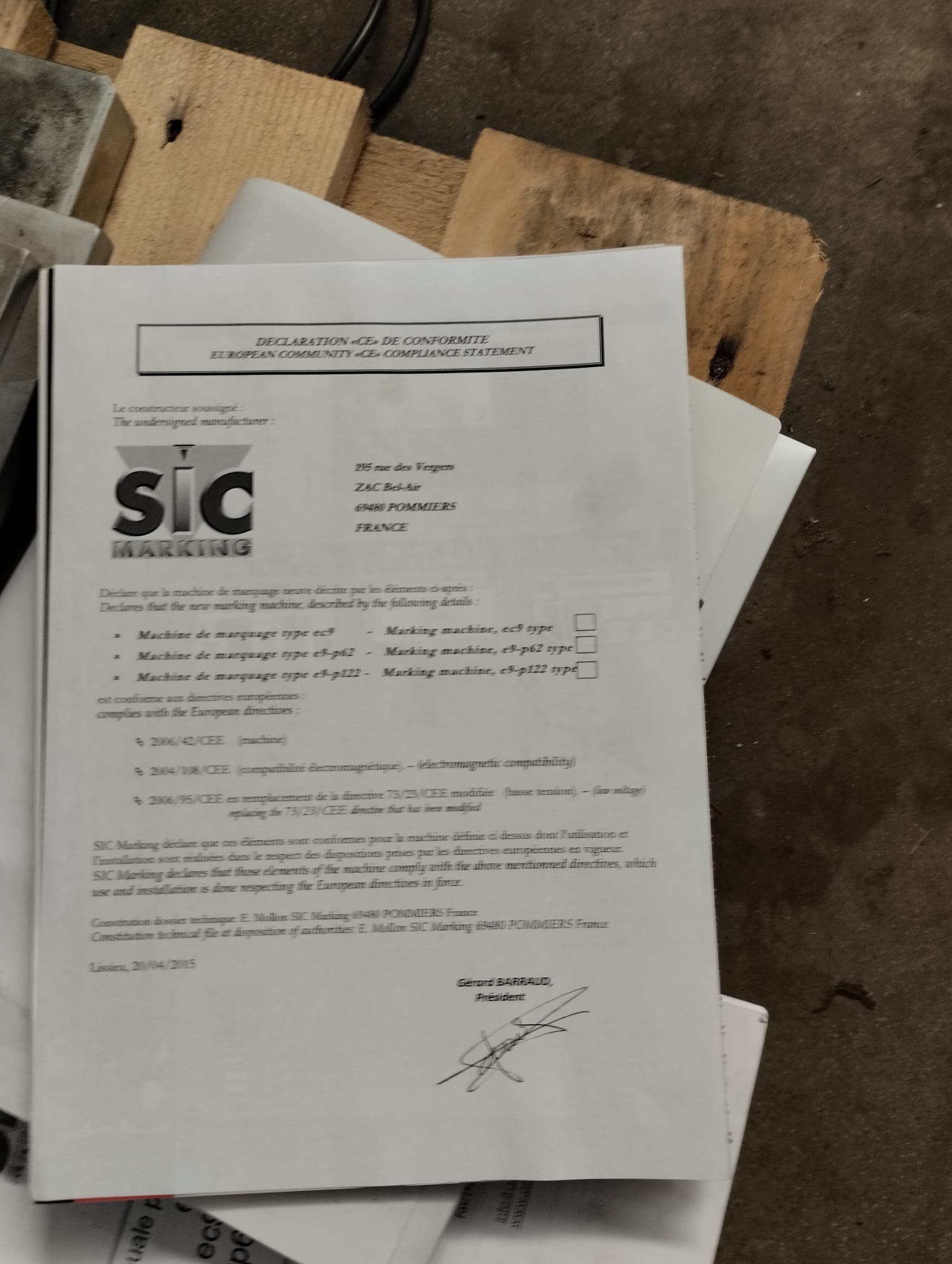 SIC MARKING EC9  2015