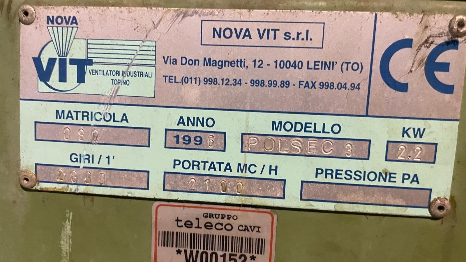 NOVAVIT VENTILATORE NOVAVIT POLSEC 3 