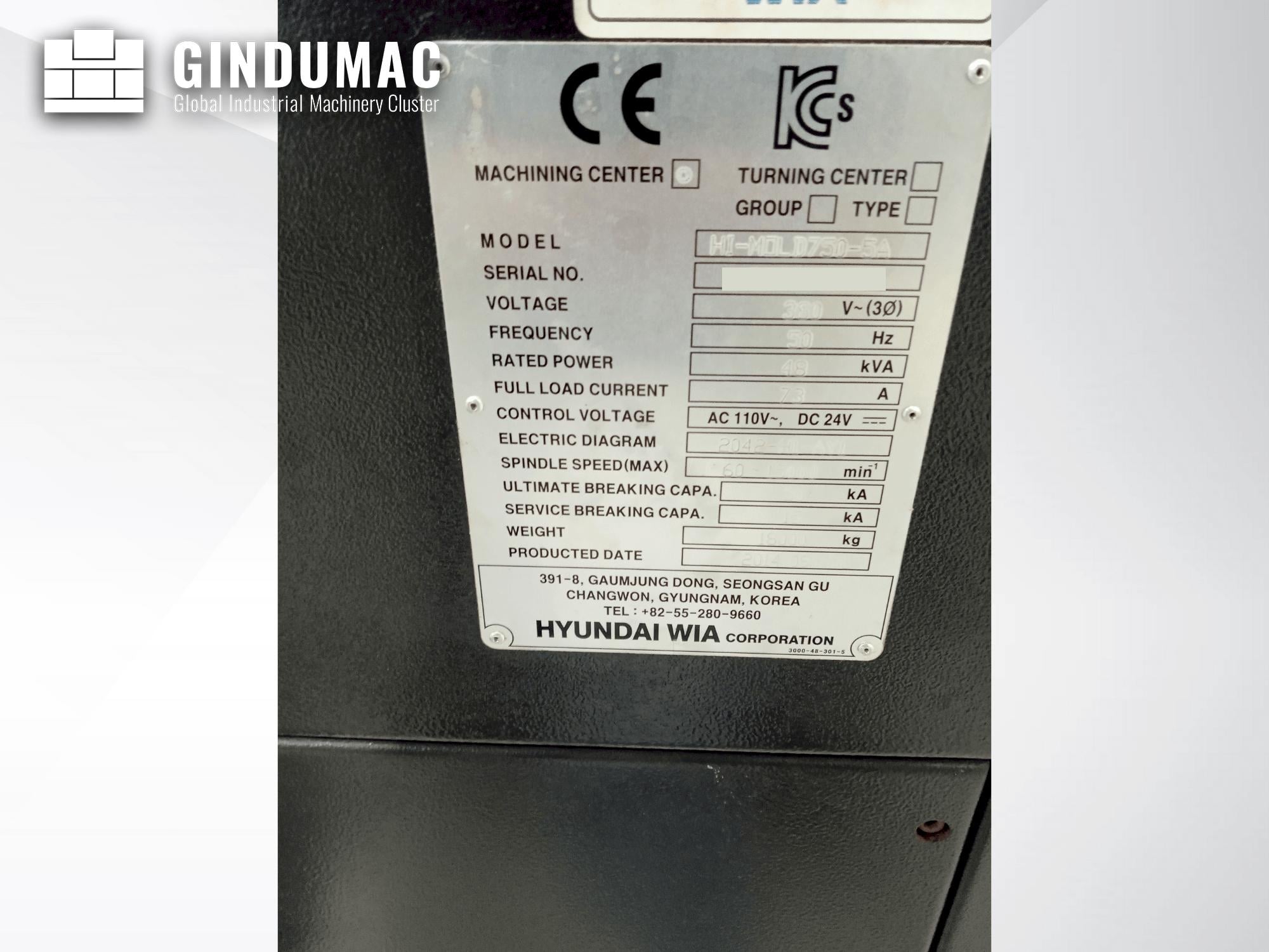HYUNDAI WIA HI-MOLD 750-5A  2014
