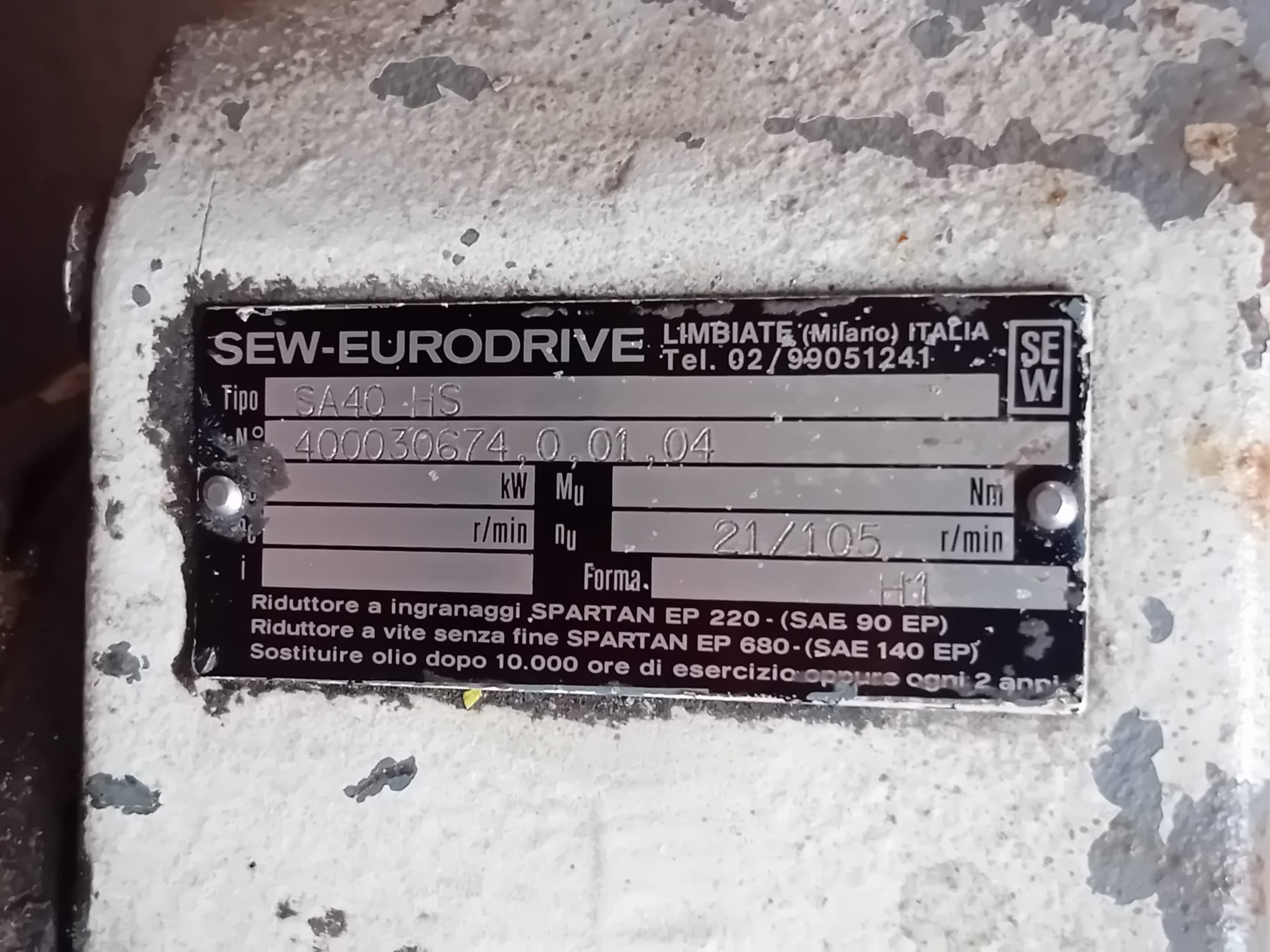 MOTORIDUTTORE SEW-EURODRIVE SA40 HS 
