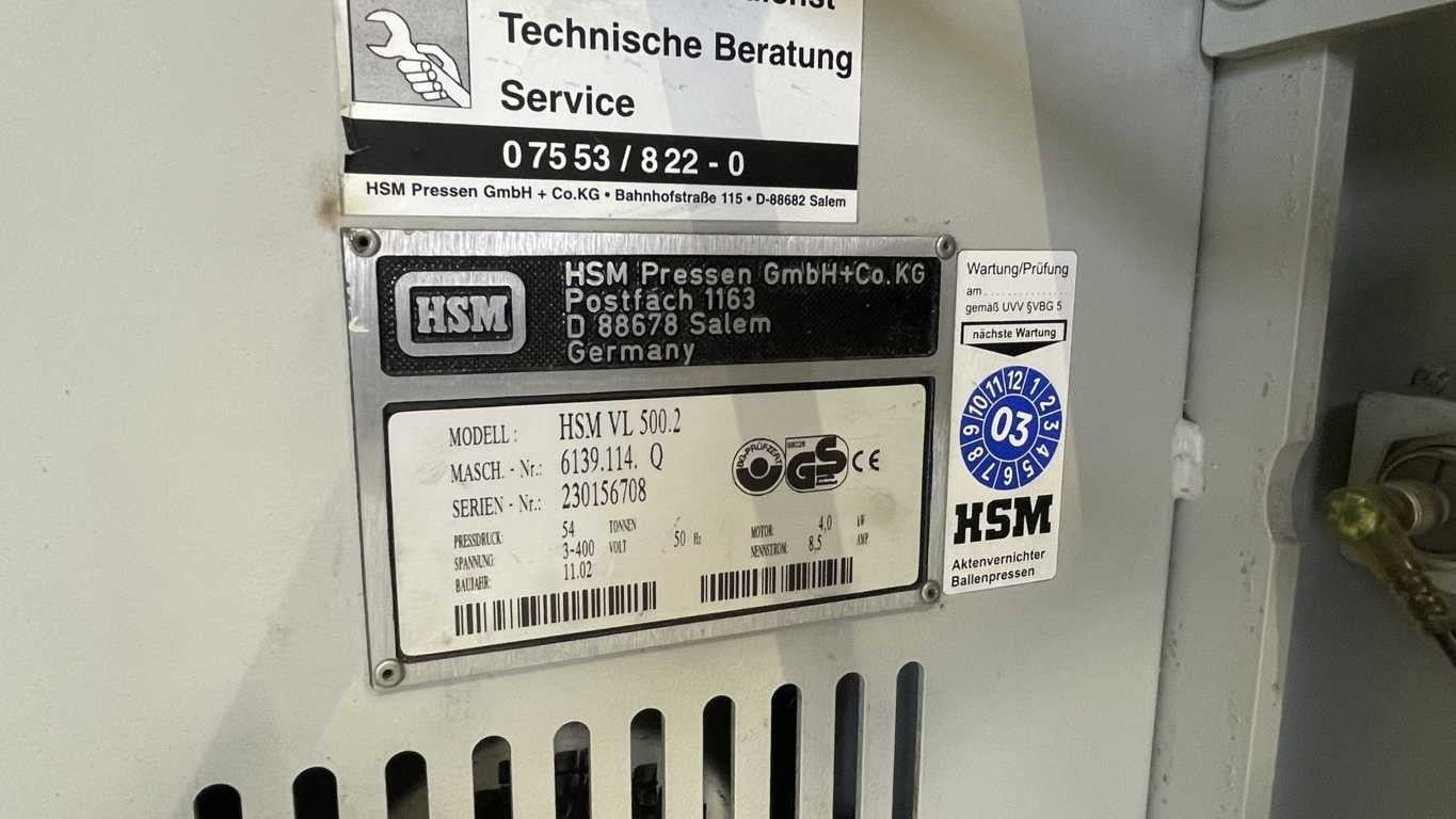 HSM PRESSA IMBALLATRICE VERTICALE HSM MOD. VL 500.2 