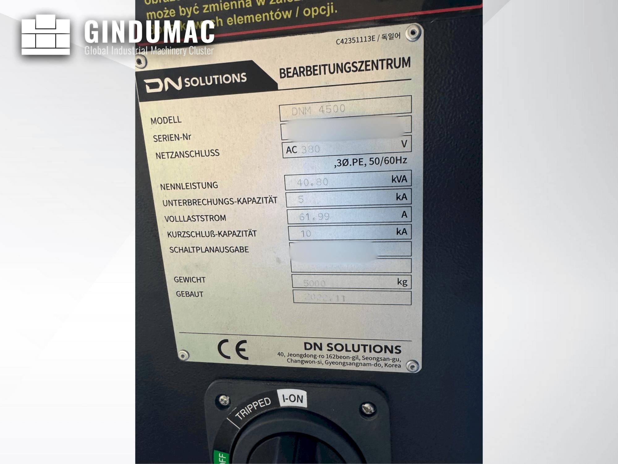 DN SOLUTIONS DNM 4500  2022
