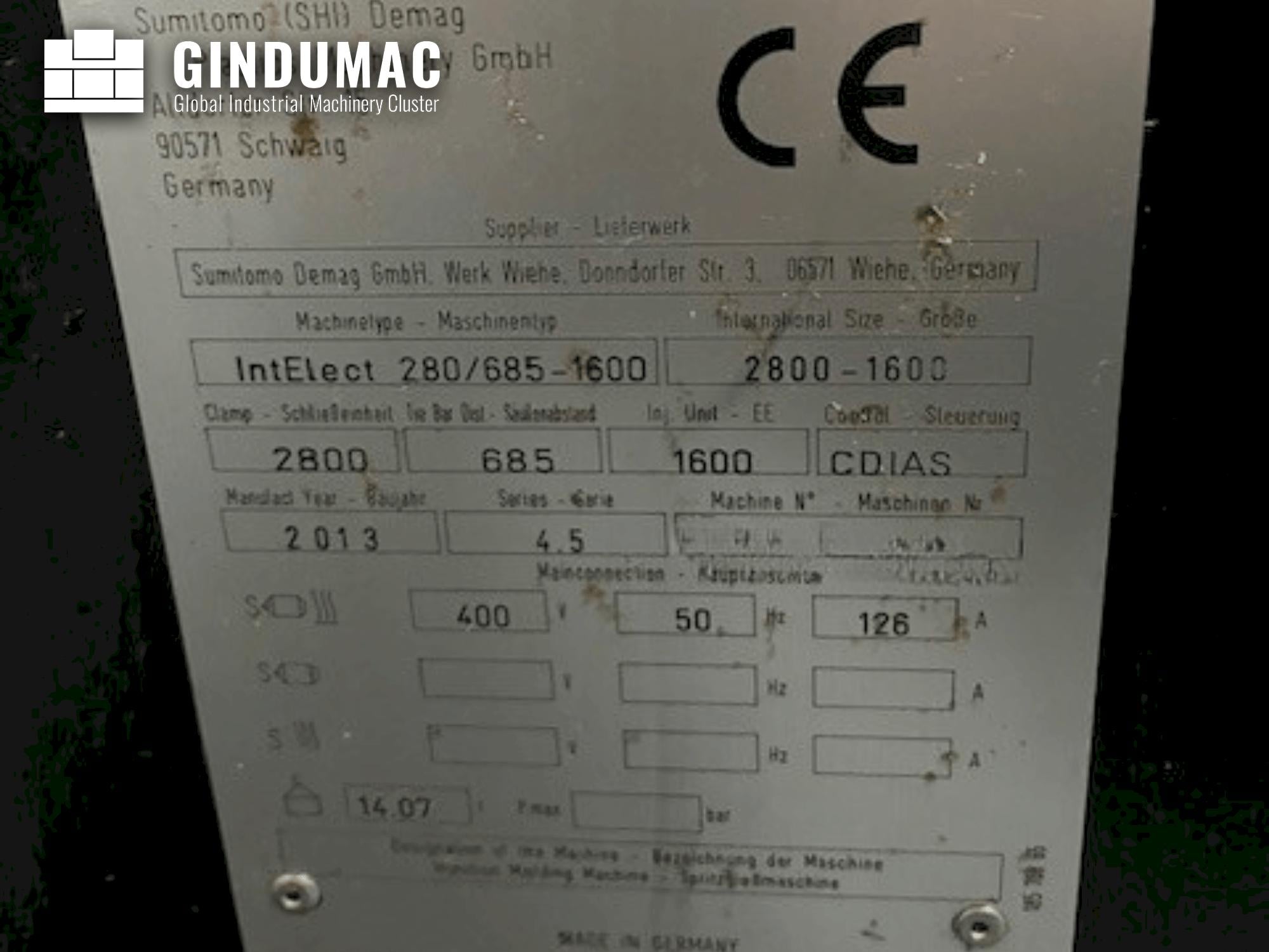 SUMITOMO SHI DEMAG Intelect 280/685-1600  2013
