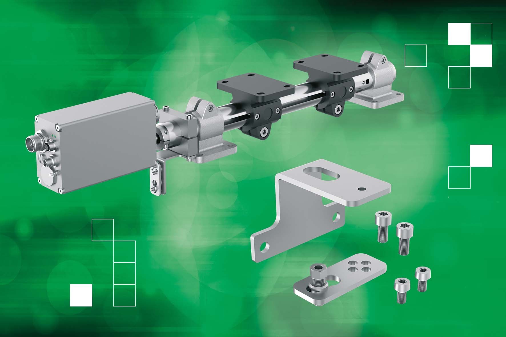 Actuators for linear units from Norelem. Convert motion commands to mechanical movements