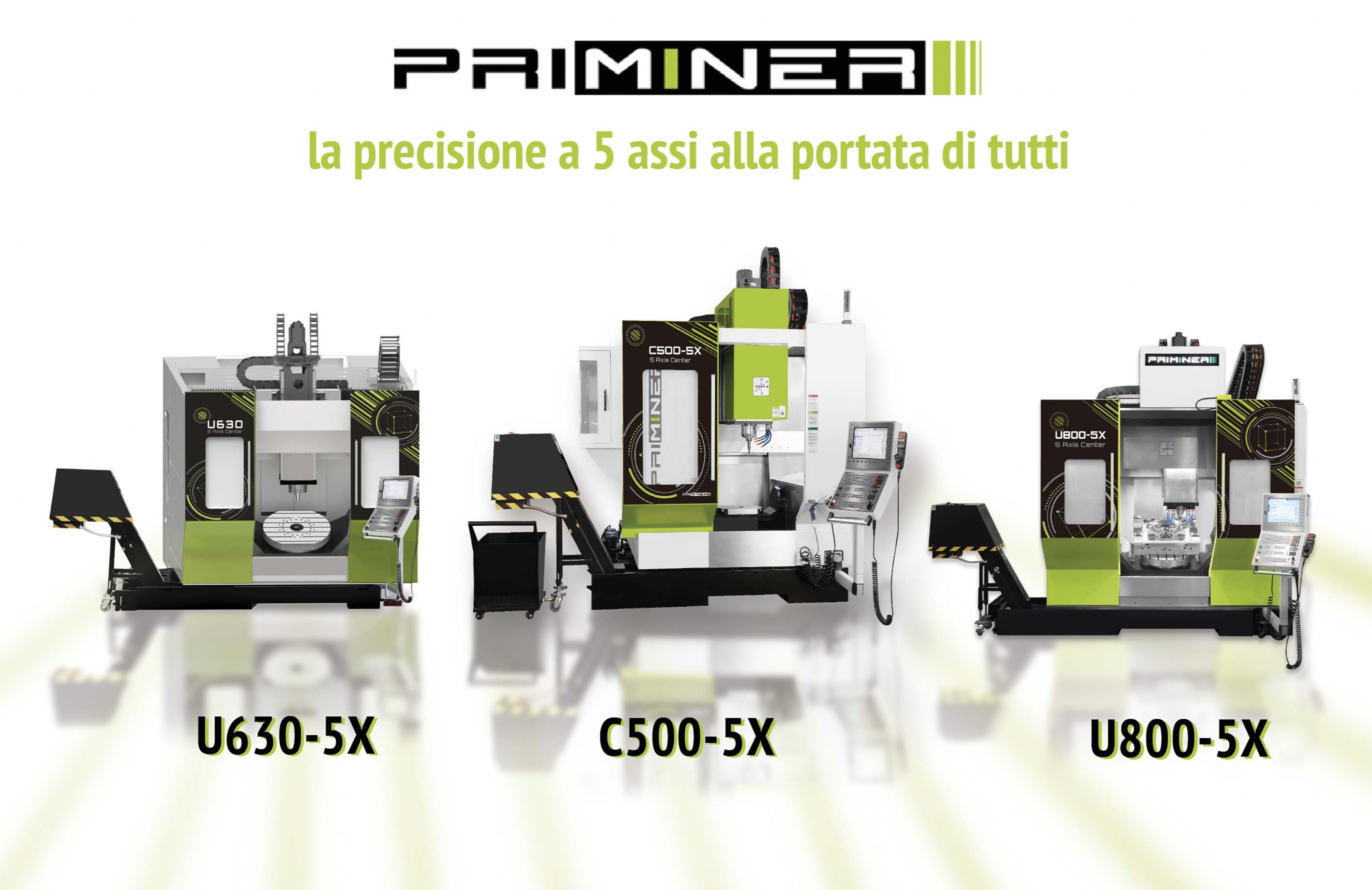 Centri di Lavoro a 5 Assi PRIMINER: performance, precisione e convenienza per le officine moderne.