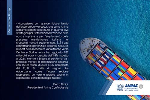 Accordo Ue-Mercosur, opportunità concrete per la meccanica italiana