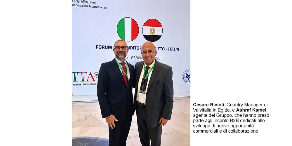 Valvitalia tra le imprese italiane protagoniste al forum imprenditoriale italia-egitto al Cairo